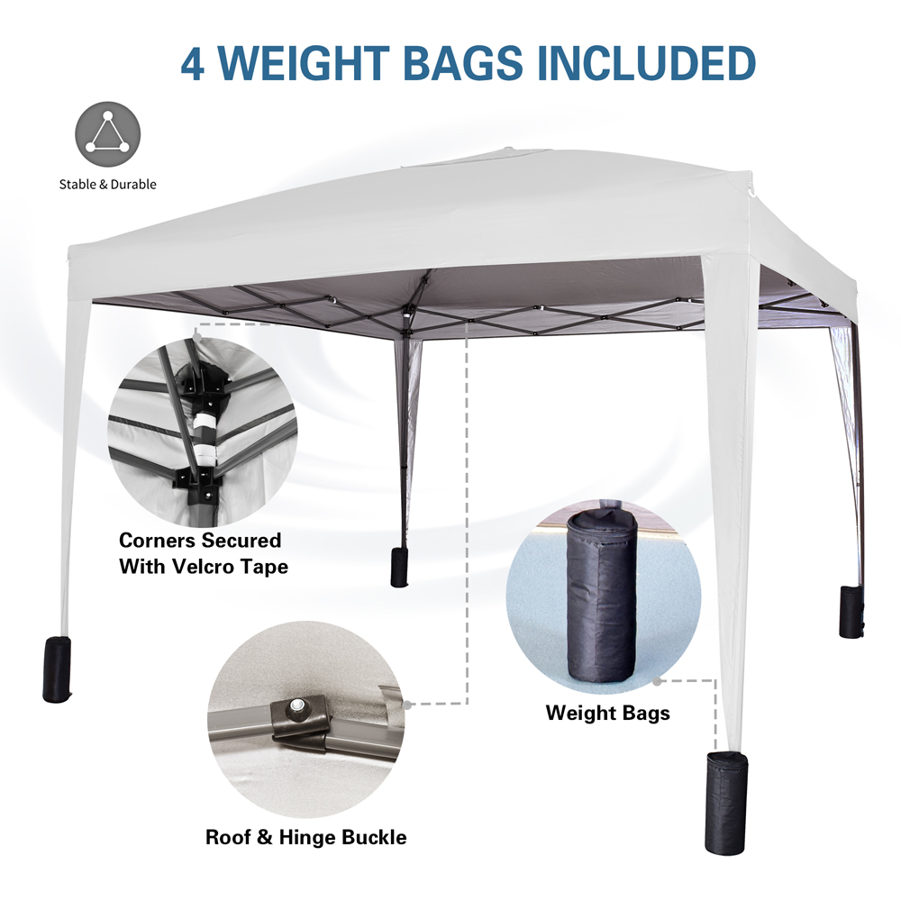 White Pop Up Outdoor Canopy Tent with Removable Sidewalls 3 x 3m Image 6