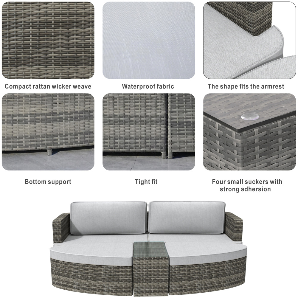Direct Wicker Grey 2 Seater Rattan Garden Daybed with Coffee Table Image 8
