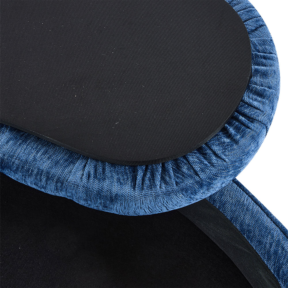 Living and Home Blue Fabric Button Tufted Storage Bench with Removable Lid Image 6