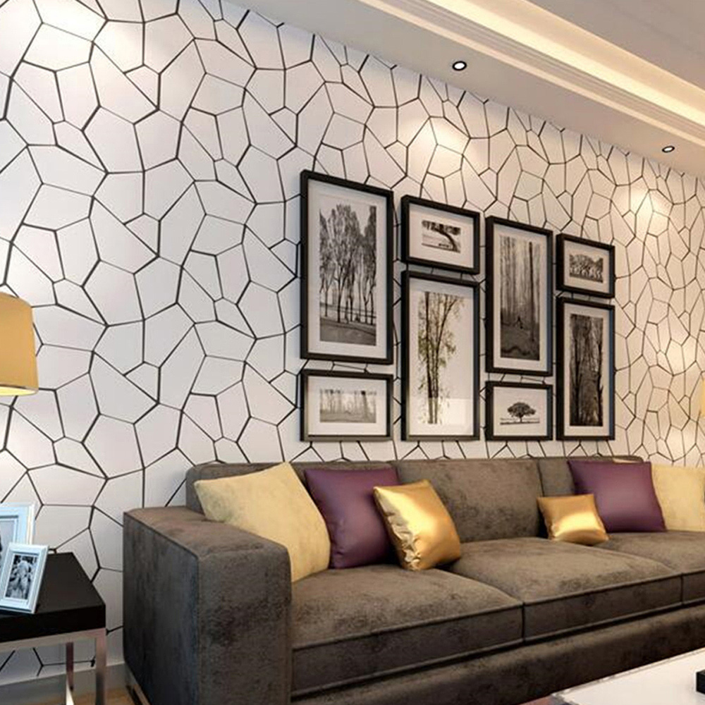 Living and Home Abstract Geometric Black and White Wallpaper Image 7