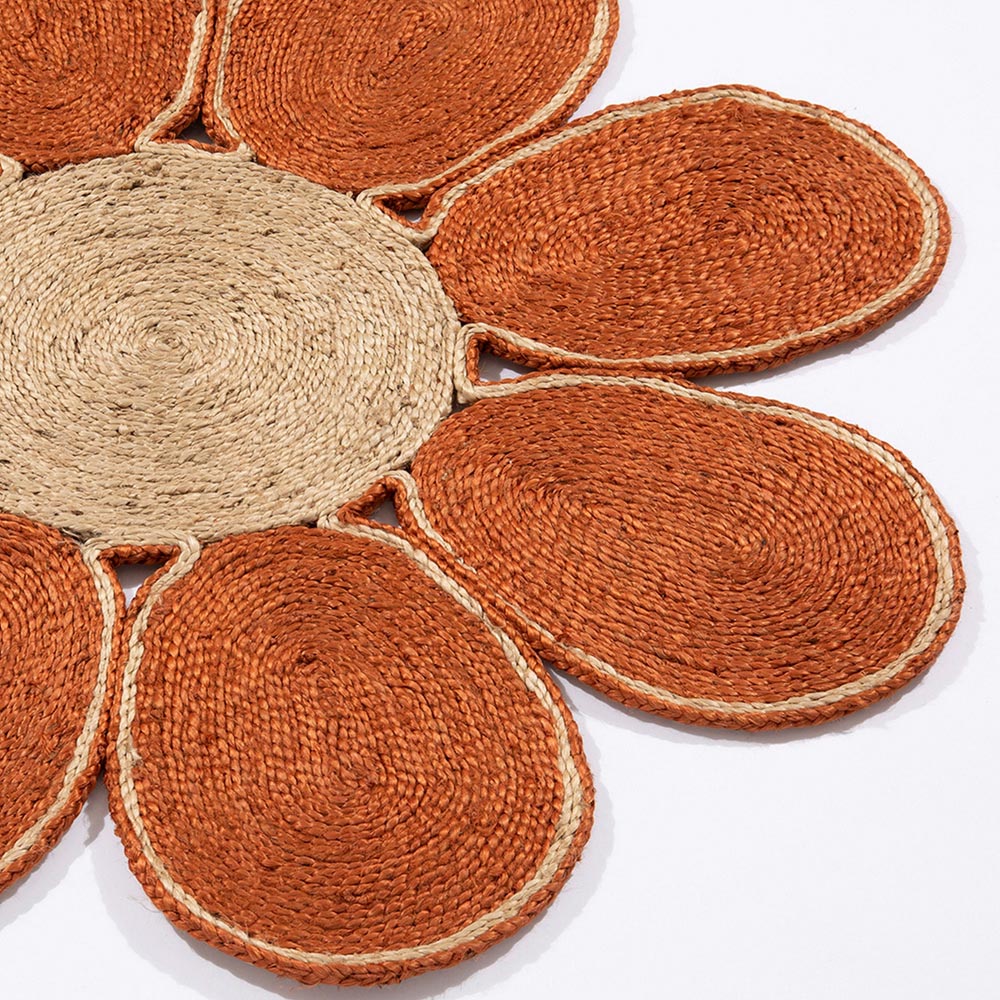 Spinningfields Orange Jute Rug 120 x 120cm Image 3