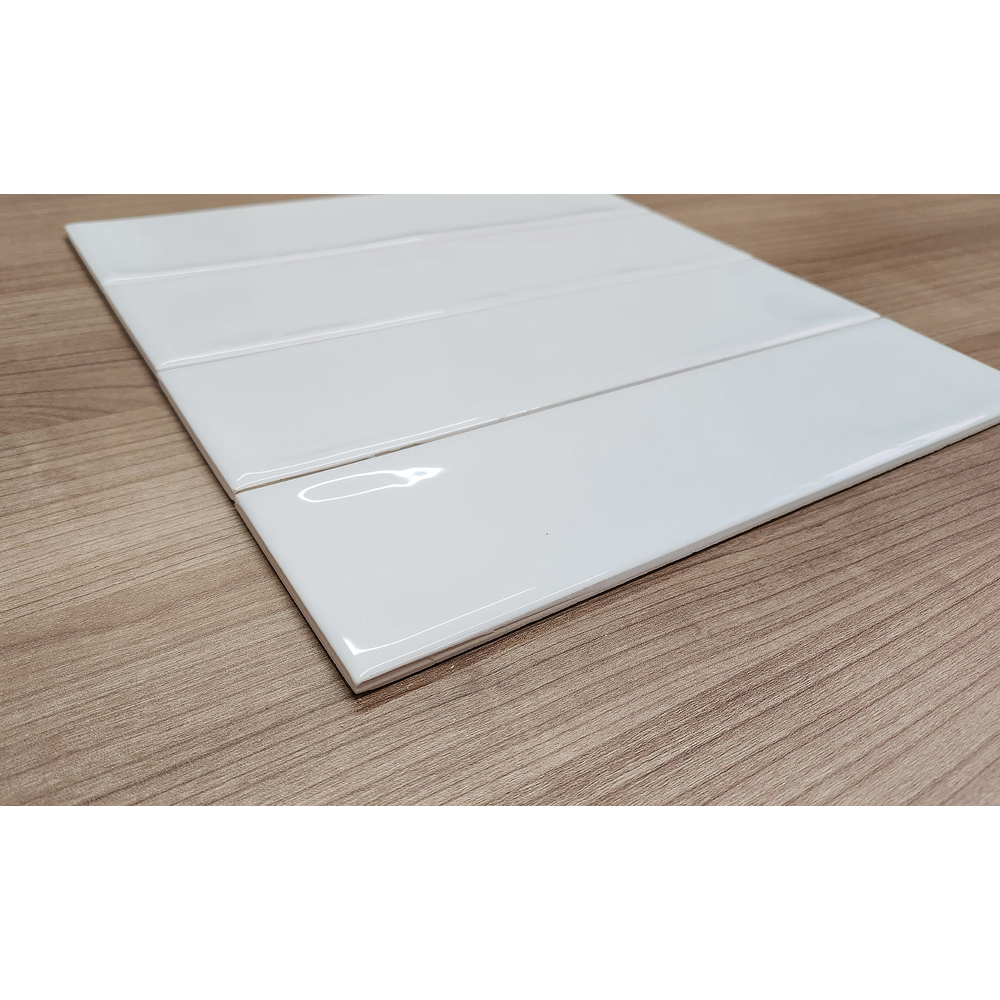 Top Ceramics Brilliant White Gloss Flat Bumpy Metro Ceramic Wall Tile 300 x 75mm Image 5