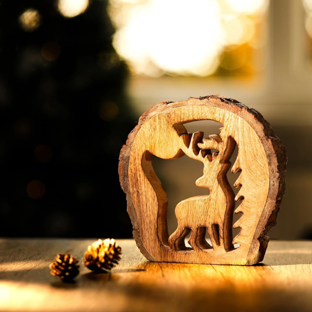 Marco Paul Wooden Reindeer Christmas Decoration Image 3