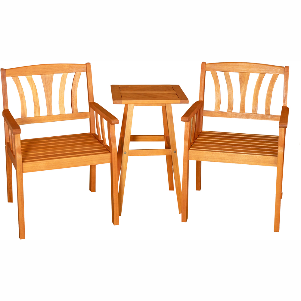 Samuel Alexander 2 Seater Wooden Garden Slatted Table and Chair Set Image 2