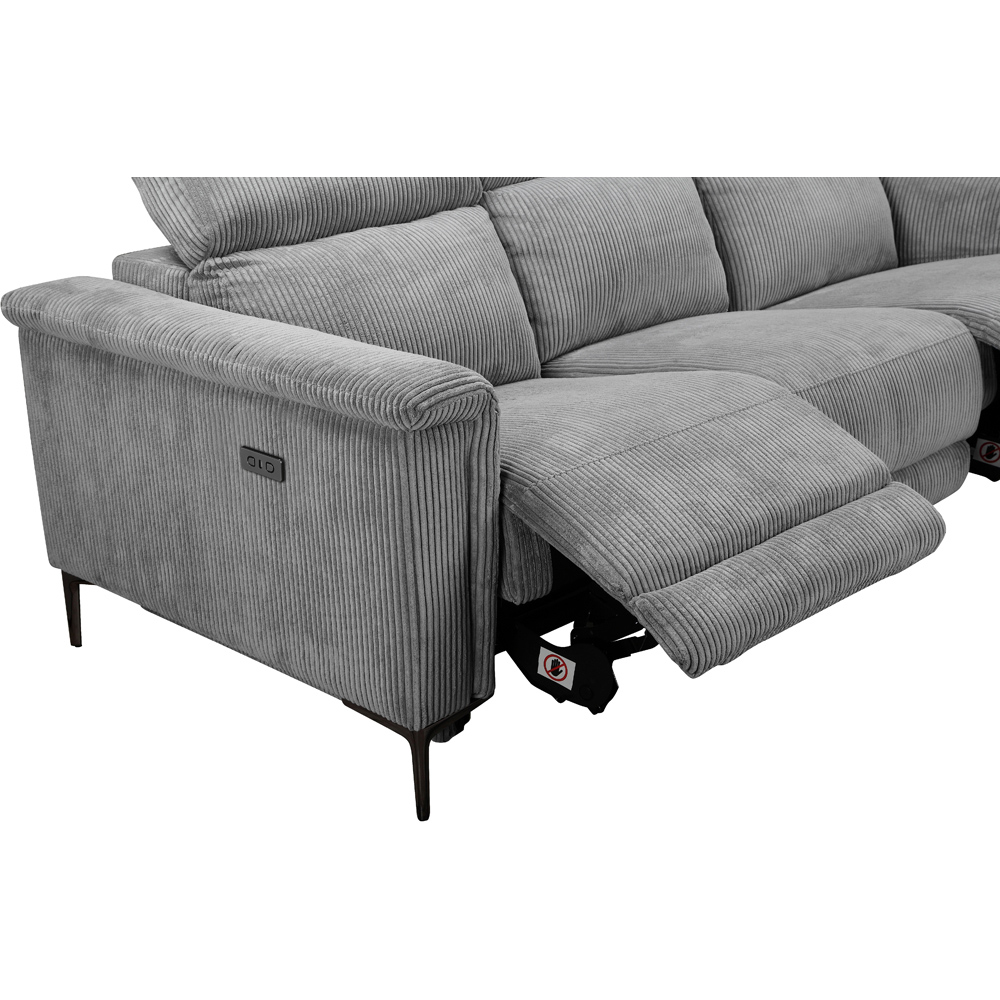 Loft24 Lund 3 Seater Grey Corduroy Electric Recliner Sofa Image 7