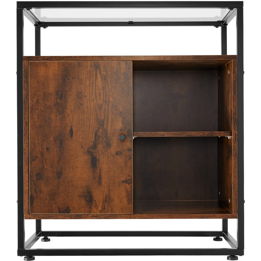 tectake Dark Wood Glass Tabletop Coventry Sideboard Image 4