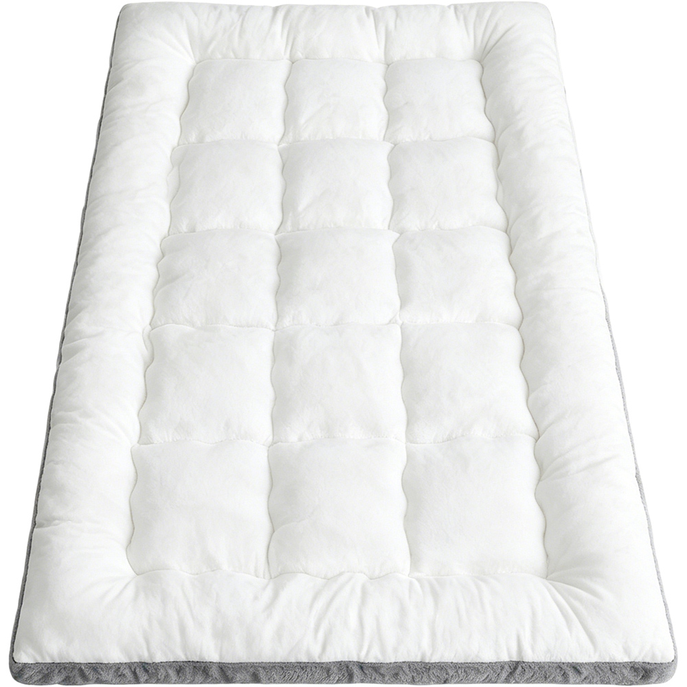 Living and Home King Size White and Grey Plush Quilted Mattress Topper Image 4