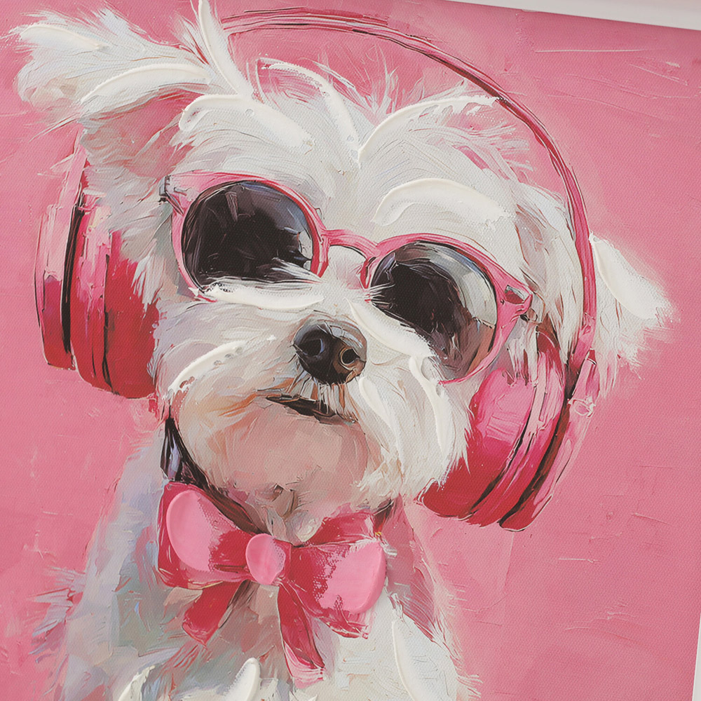 Poised Pink Maltese Dog Framed Art Image 6