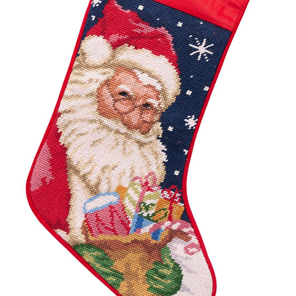 The Christmas Gift Co Needlepoint Christmas Santa Stocking Image 3