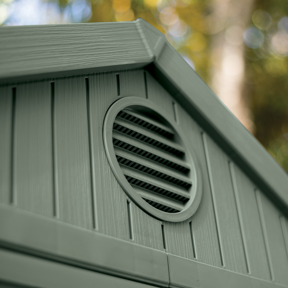 Keter Darwin 6 x 8ft Double Door Grey and Green Outdoor Storage Shed Image 3