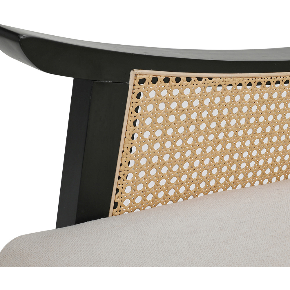 Living and Home Black Fabric Cushion Mid Century Rattan Chair Image 5