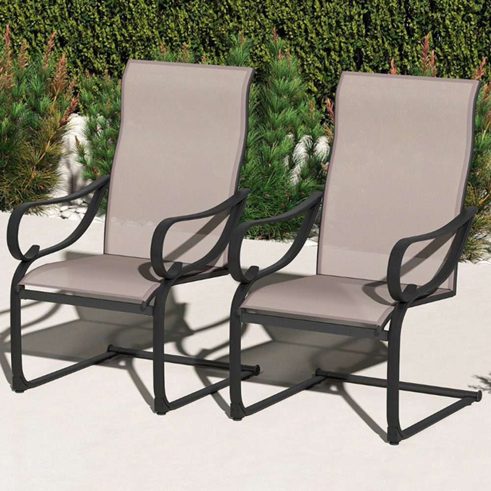 Costway Set of 2 Grey C Spring Dining High Back Chairs Image 1
