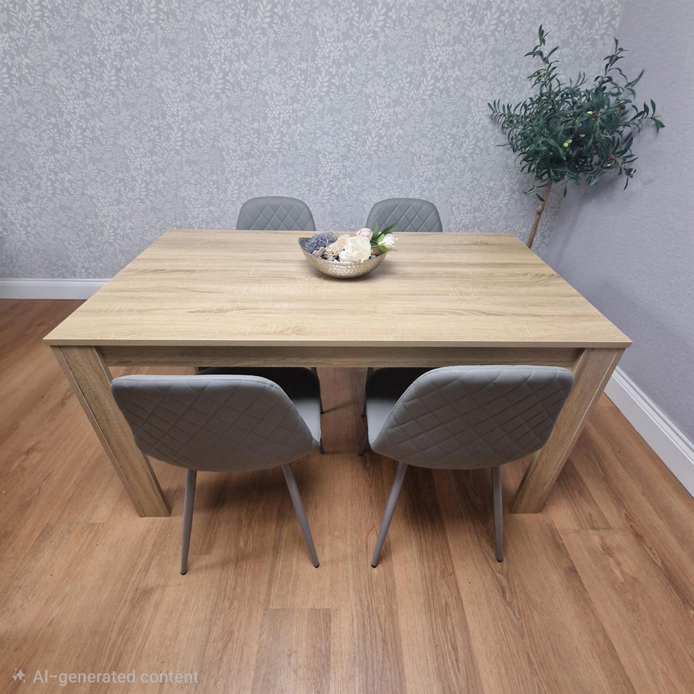 Portland 4 Seater Dining Set Oak Effect and Grey Image 2