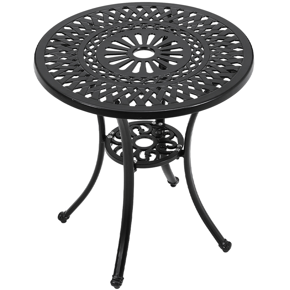 Living and Home Vintage Cast Aluminium Round Bistro Table with Parasol Hole Image 2
