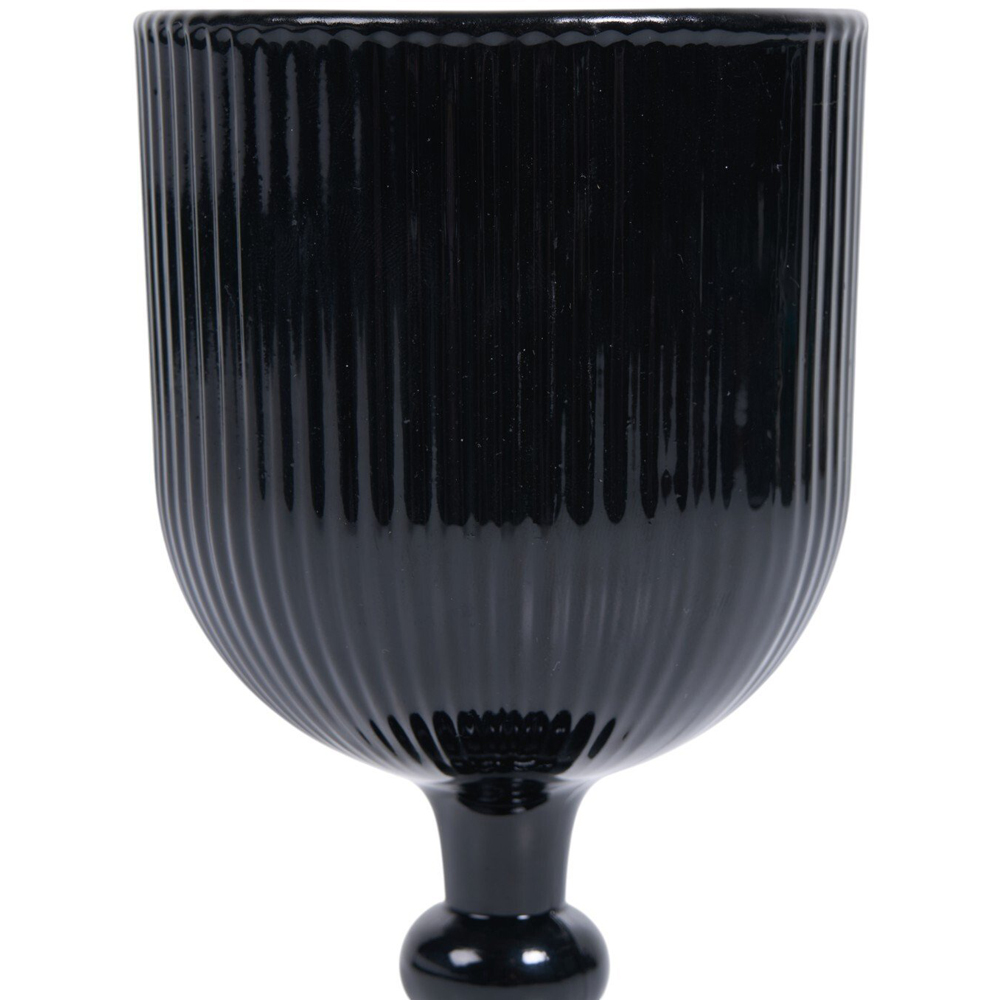 Black Ribbed Wine Glass Black Image 3