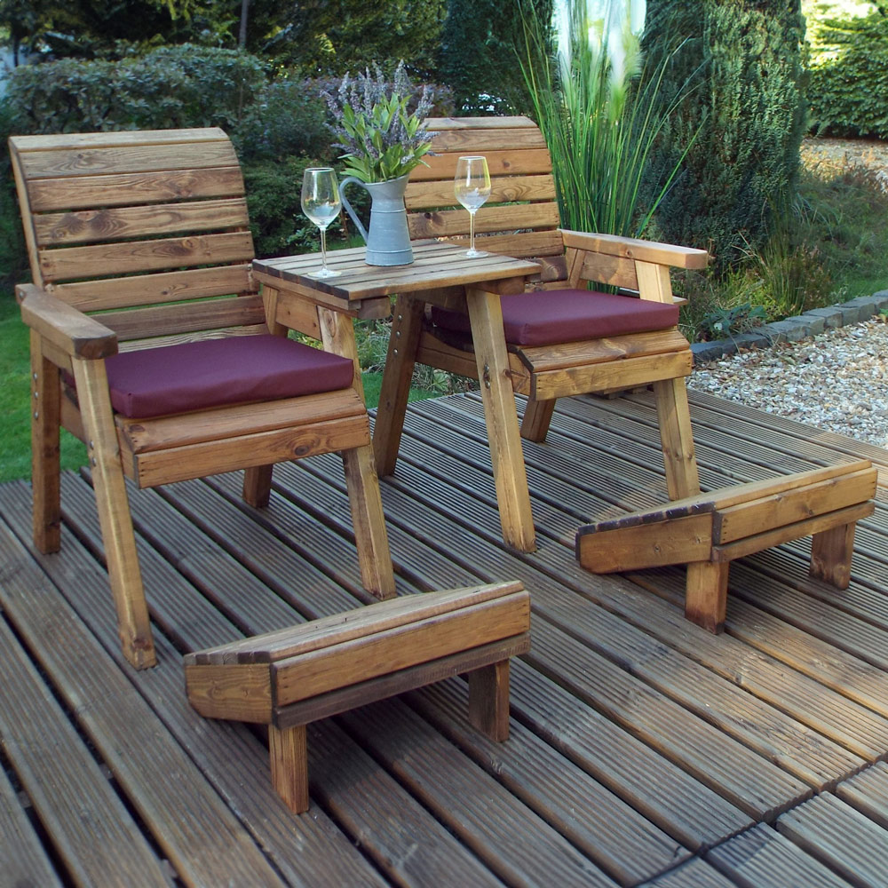 Charles Taylor 2 Seater Straight Deluxe Lounger Set with Red Cushions Image 1