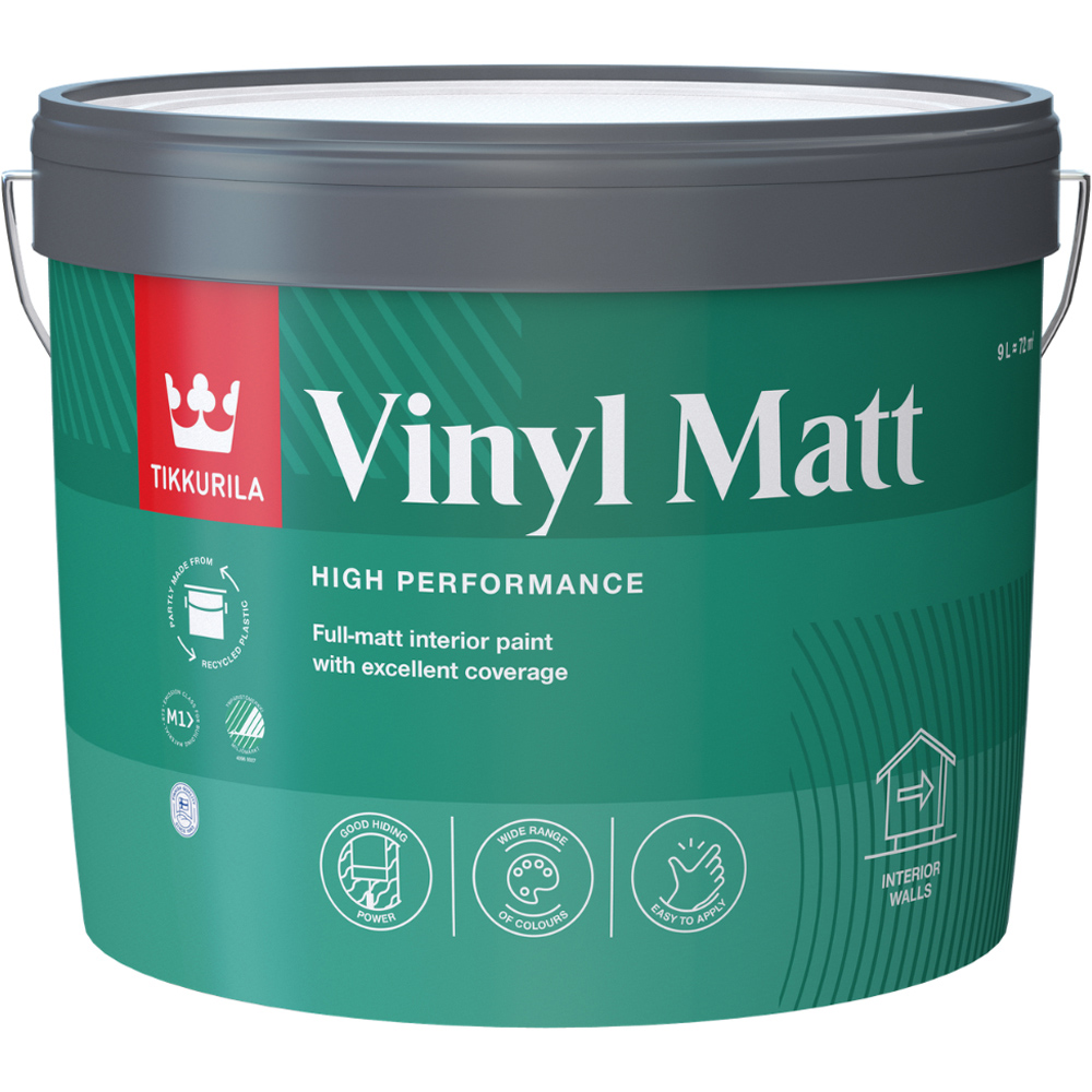 Tikkurila Vinyl Matt Denim N429 Walls and Ceilings High-Opacity Matt Emulsion 10L Image 2