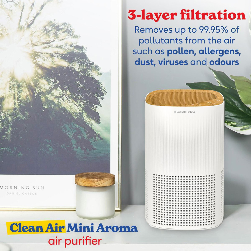Russell Hobbs Wood and White Clean Air Mini Aroma Air Purifier Image 4
