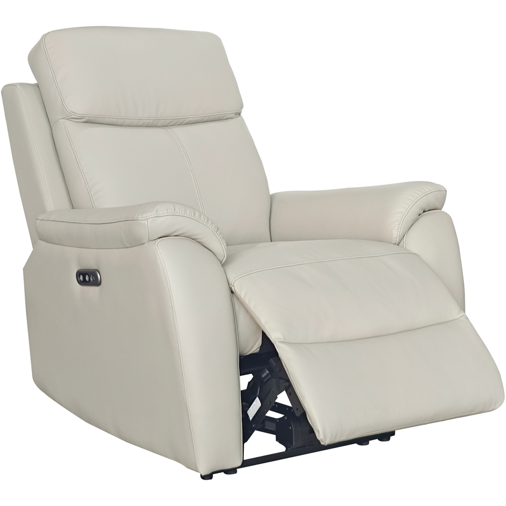 Aspire Kingsmere 6 Seater Light Grey Leather Power Recliner Sofa Suite Image 5