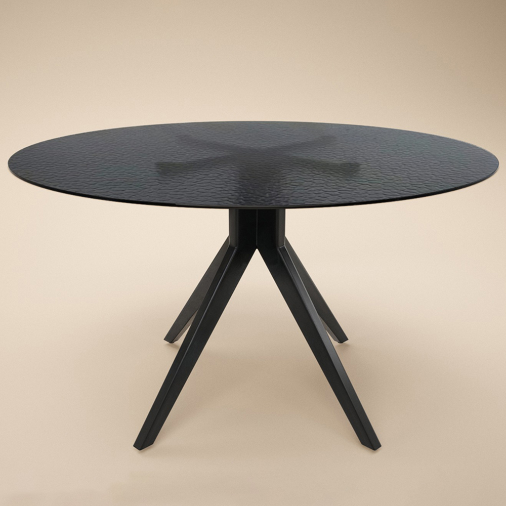 SOLACE+CO Emil Aiko 4 Seater Round Glass Dining Set Image 2