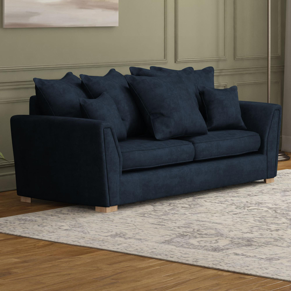 Wendleberry 5 Seater Royal Blue Plush Velvet Scatter Back Sofa Set Image 5
