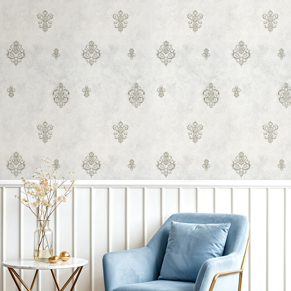 Living and Home Textured 3D Embossed Light Grey Non-Pasted Wallpaper Image 2