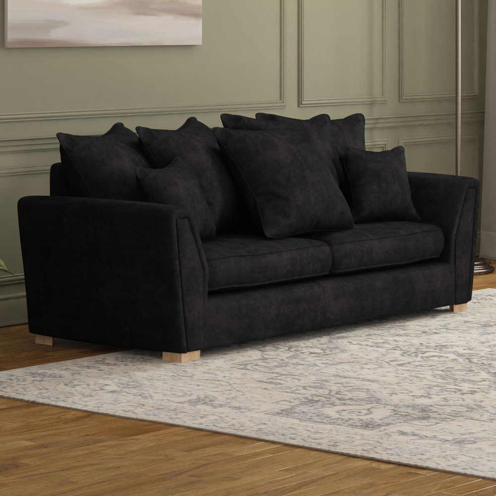 Wendleberry 5 Seater Ebony Plush Velvet Scatter Back Sofa Set Image 5