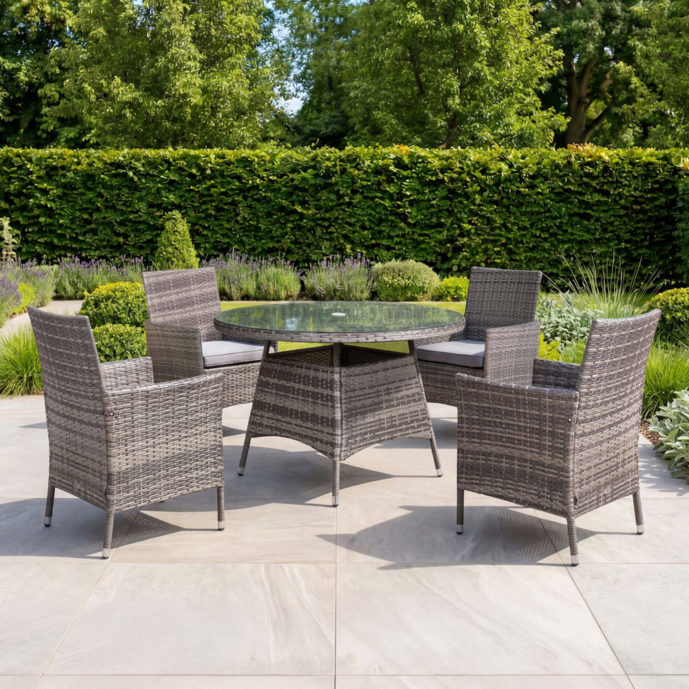 Charles Bentley Rattan 4 Seater Dining Table Grey Image 7