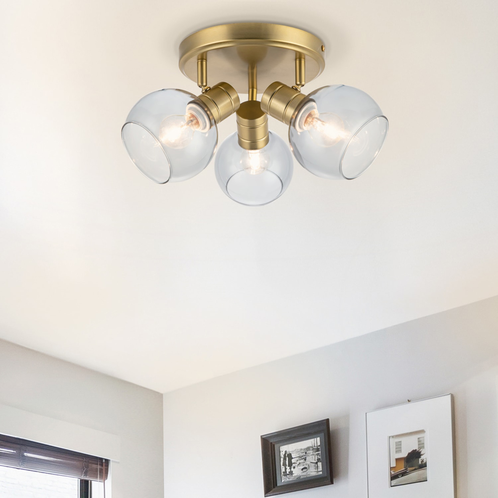 Cosylyte Hilston 3 Light Smoky Glass Shade Gold Spotlight with Metal Base Image 2