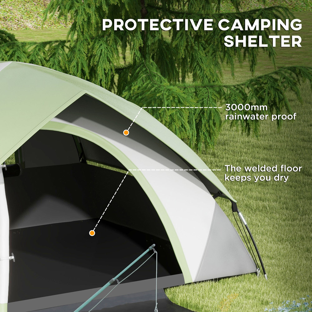 Outsunny 2 Person Waterproof Camping Tent with Sewn-in Groundsheet Green Image 5