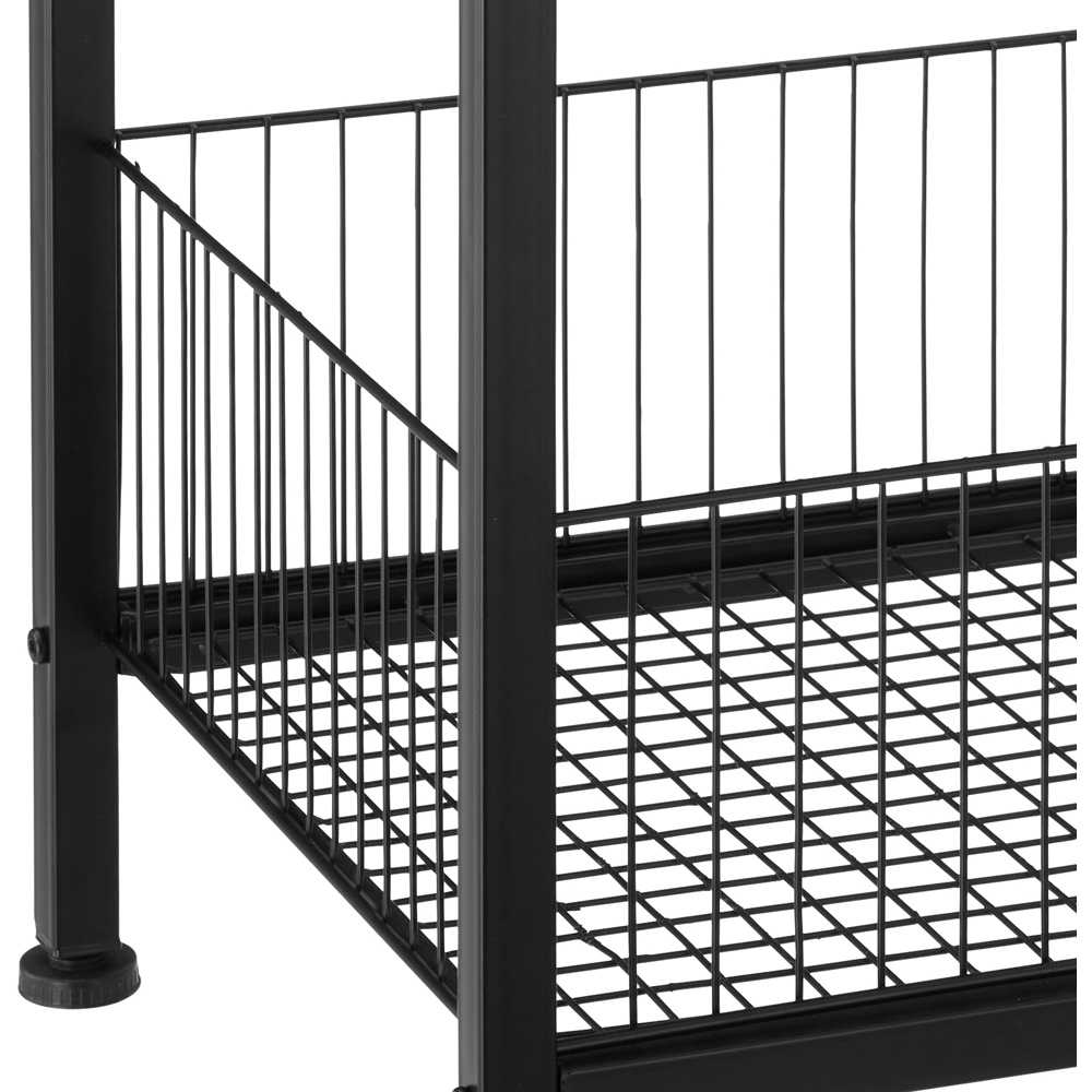 tectake Grimsby Dark Wood Bedside Table with Mesh Basket Image 7