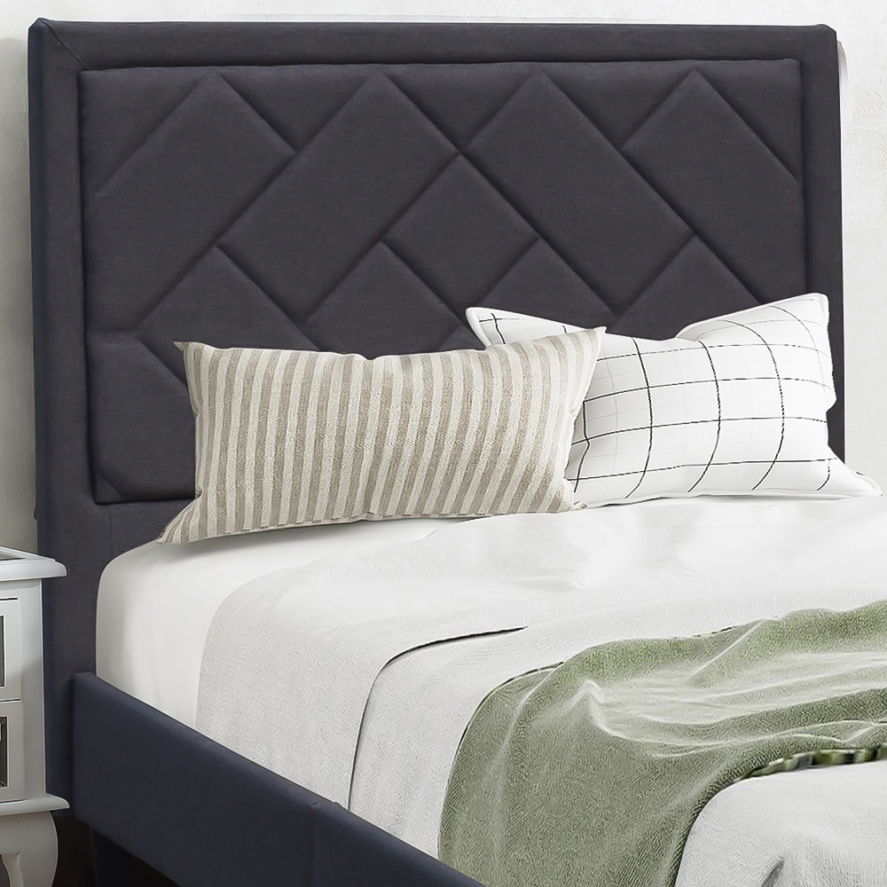 Brooklyn Single Dark Grey Padded Headboard Bed Frame Image 2