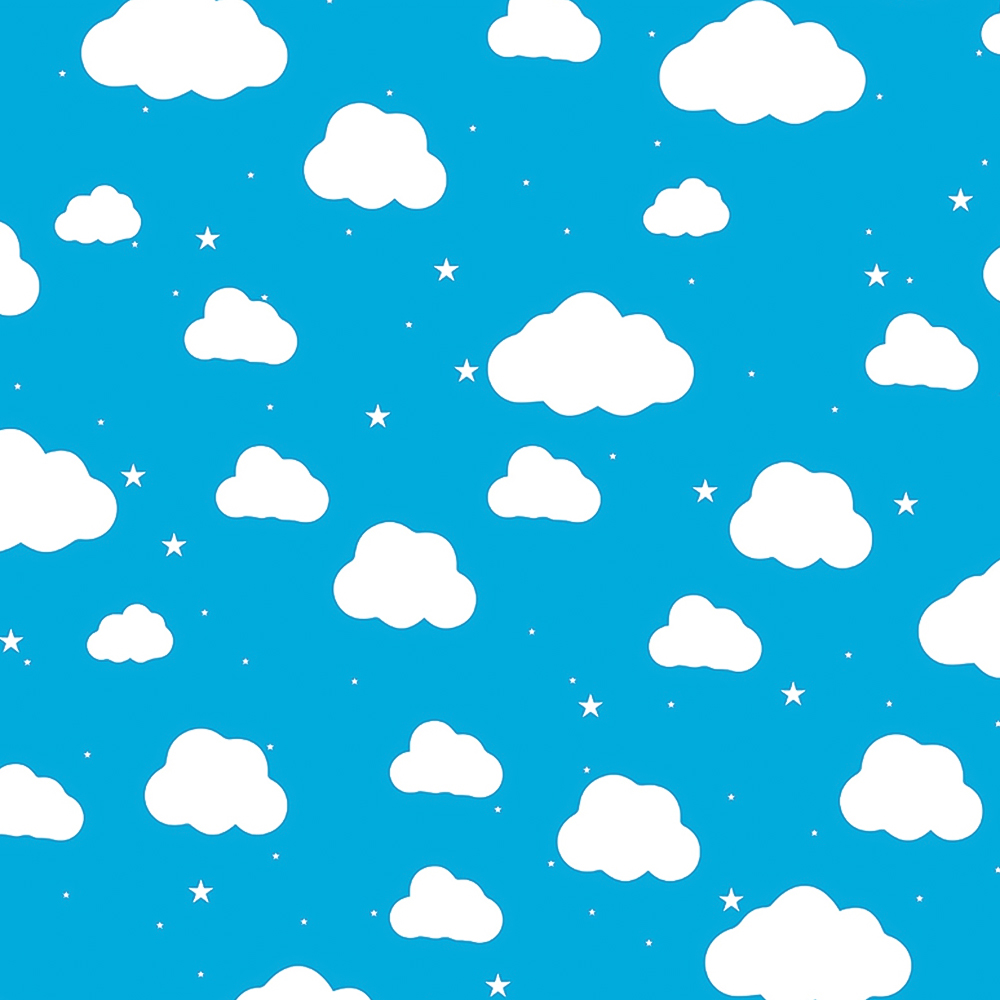 Origin Murals Cartoon Cloudy Sky Blue Wall Mural Image 2