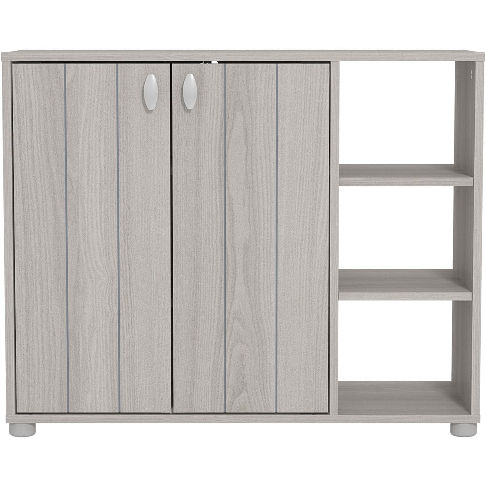 GFW Bideford Grey Oak Shoe Cabinet with Open Storage Image 3