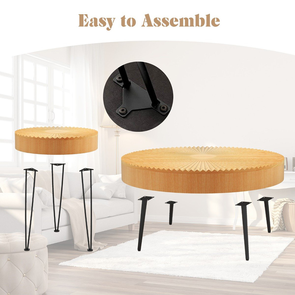 Costway Boho Farmhouse Coffee Table Set of 2 Image 8