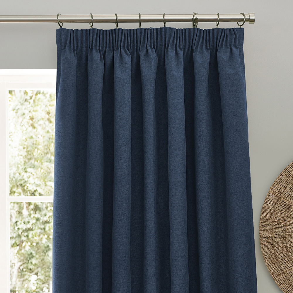 furn. Dawn Blue Blackout Pencil Pleat Curtains 168 x 229cm Image 2