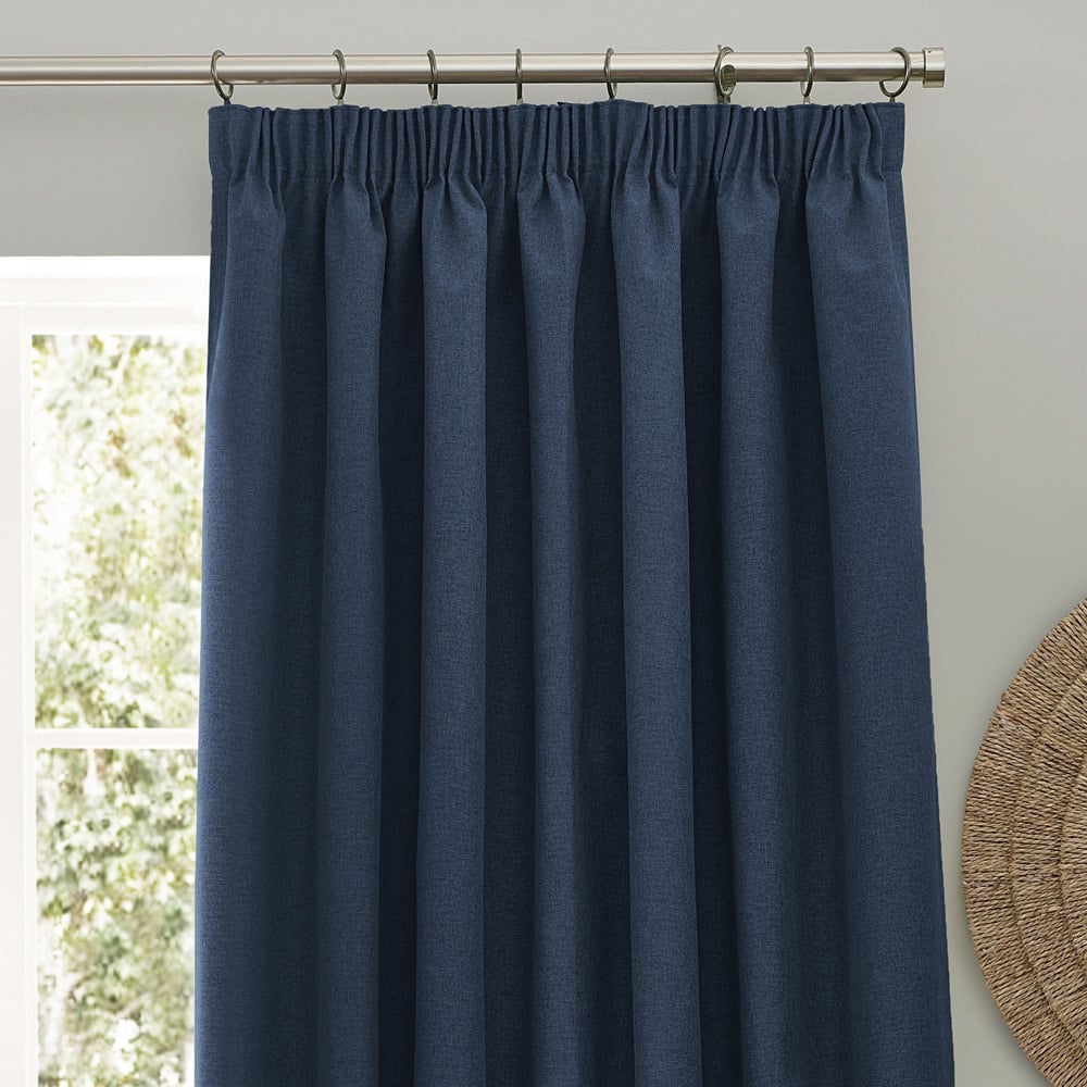 furn. Dawn Blue Blackout Pencil Pleat Curtains 117 x 183cm Image 2