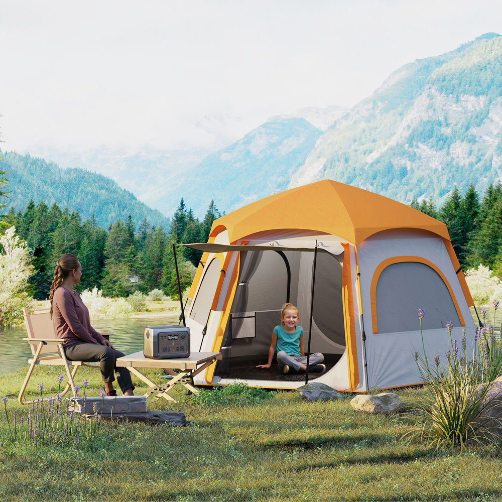 Outsunny 4 Person Instant Easy Setup Dome Camping Tent Light Grey Image 3