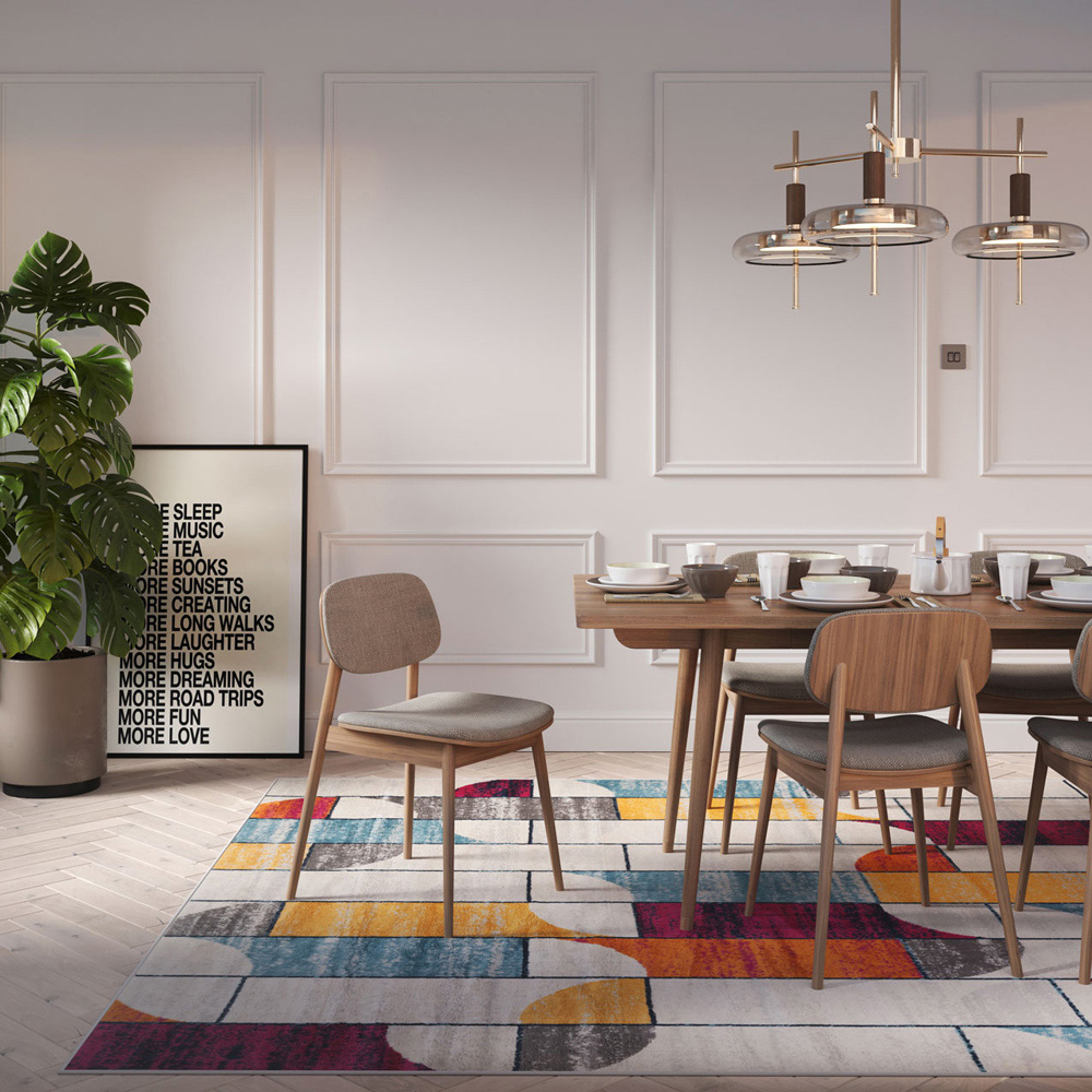 Kukoon Bold Multicolour Retro Geometric Rug 170 x 120cm Image 2
