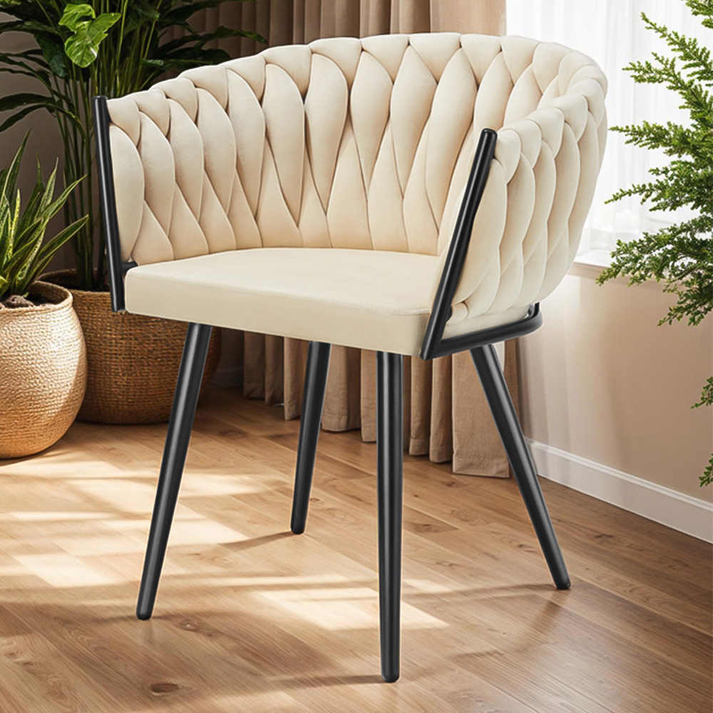 Tectake Astano Set of 4 Sand Dining Chair Image 1