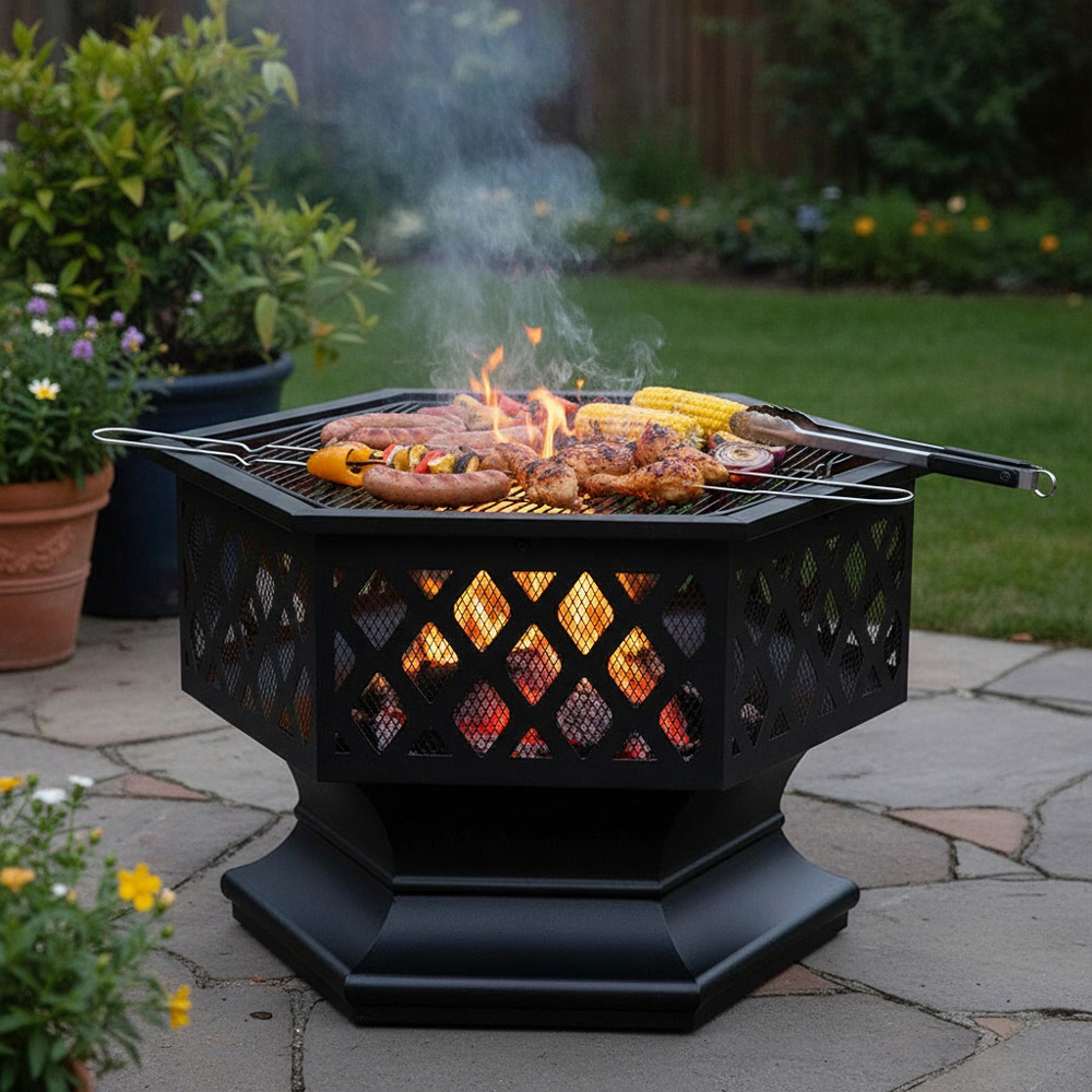 27" Wood Burning Outdoor Fire Pit with Cover Image 2