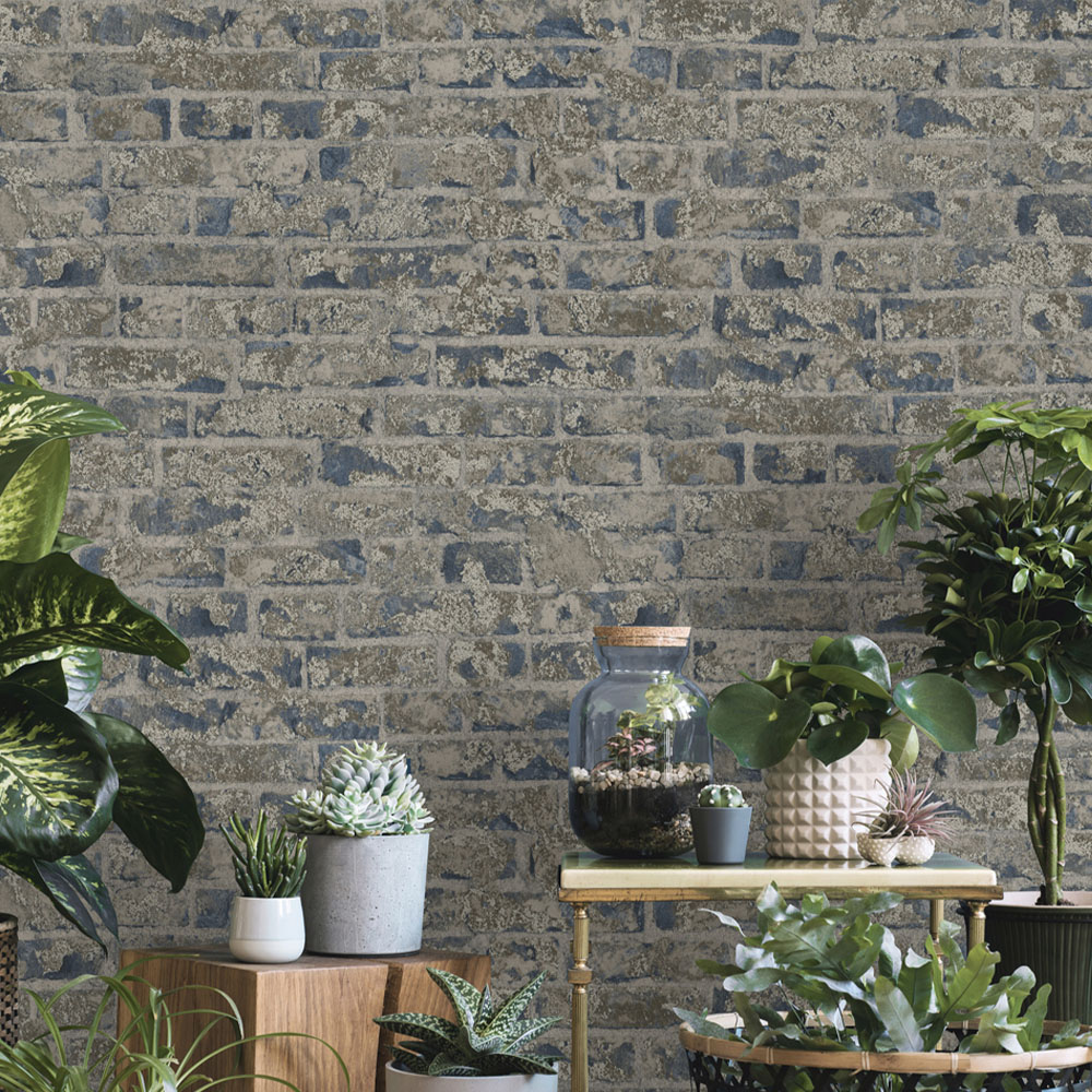 Galerie Industrial Effects Blue Grey Wallpaper Image 3