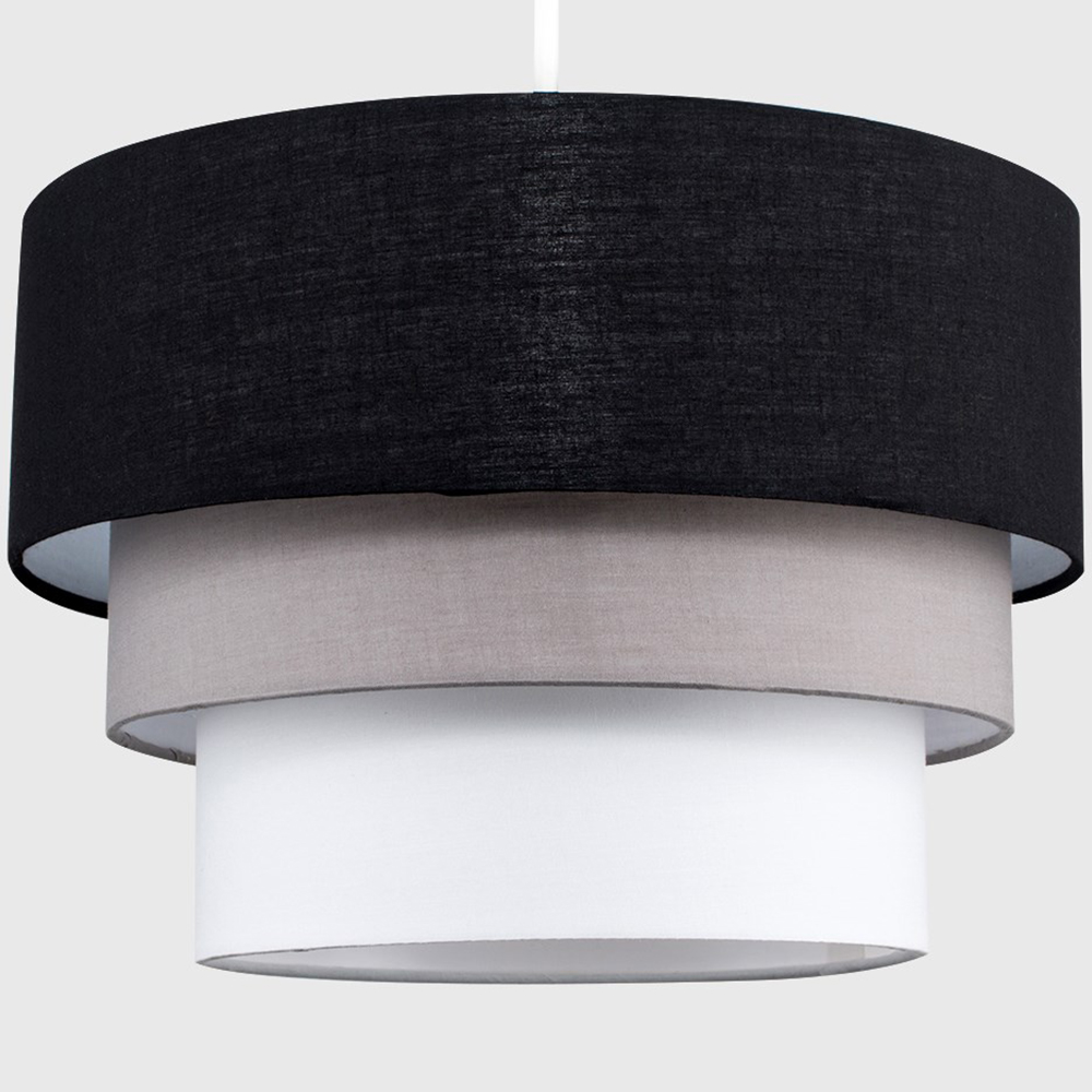 ValueLights Aztec 3 Tier Black Fabric Ceiling Light Shade Image 3