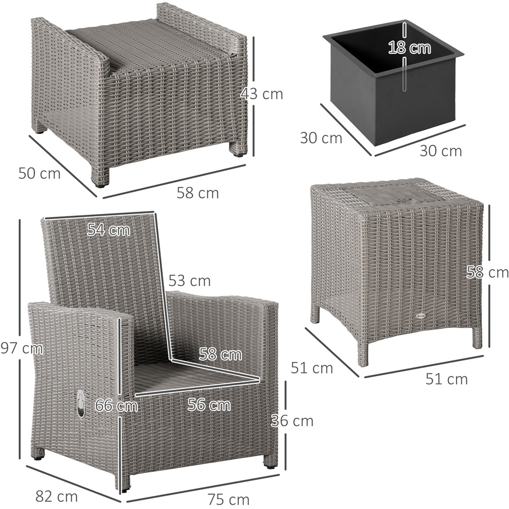 Outsunny 2 Seater Grey PE Rattan Sun Lounger Set Image 7