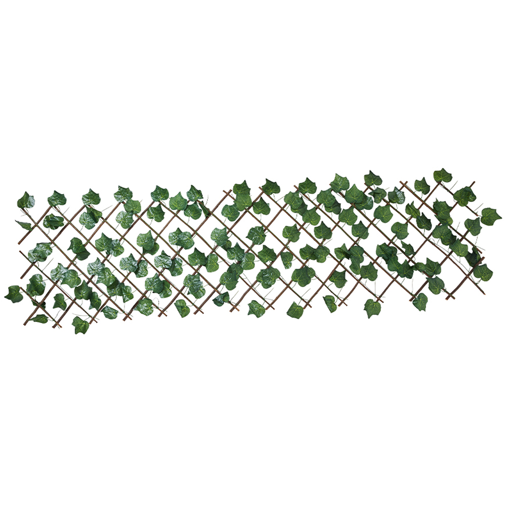 Living and Home 6.2 x 1.7ft Retractable Hedge Panel with Artificial Grape Leaf Image 2