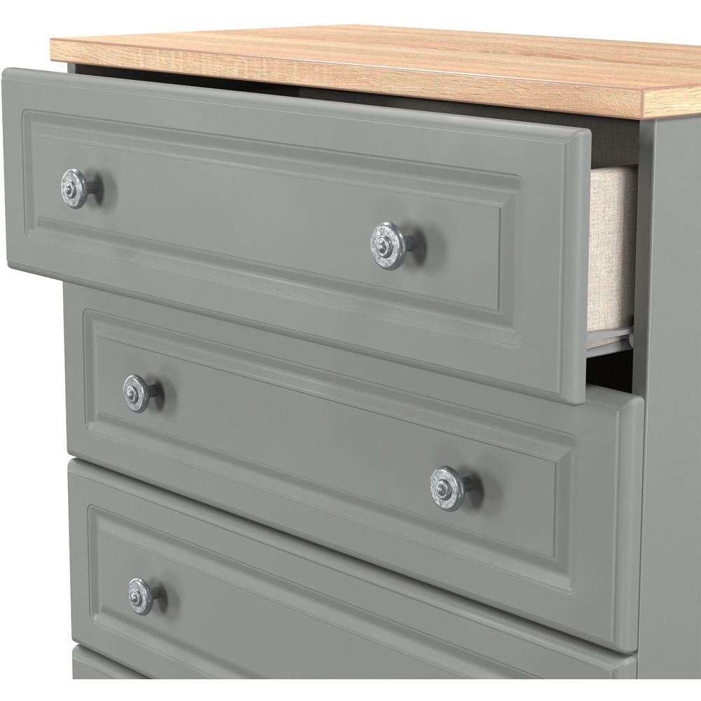 Crowndale Norfolk 5 Drawer Dusk Grey and Bardolino Oak Chest of Drawers Ready Assembled Image 6