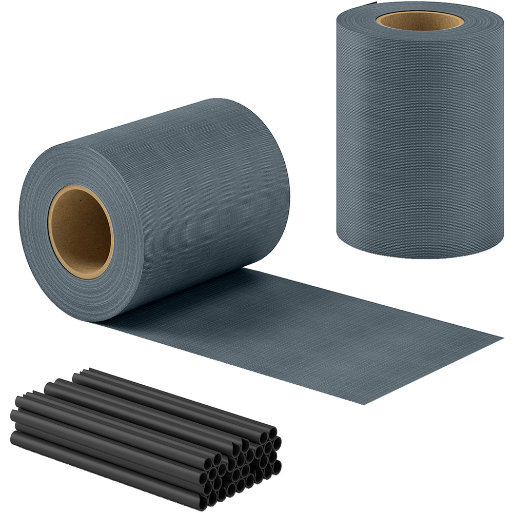 Outsunny Grey 19 x 3500cm 2 Pack Privacy Garden Screen Fence with Clips Image 2