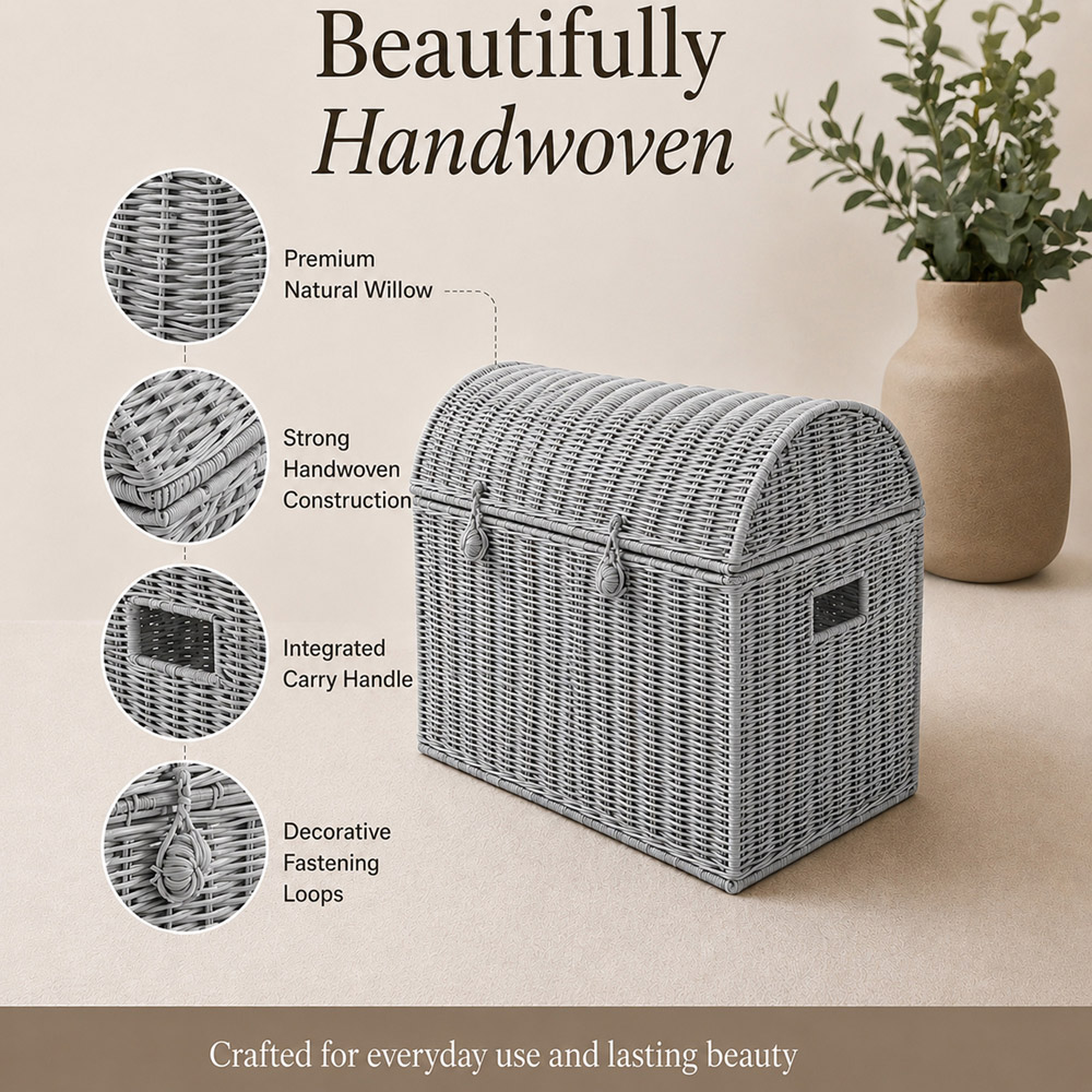 Home Republic Grey Rattan Woven Storage Chest Image 3