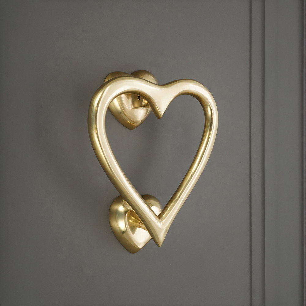 Spira Brass Polished Brass Heart Door Knocker Image 2