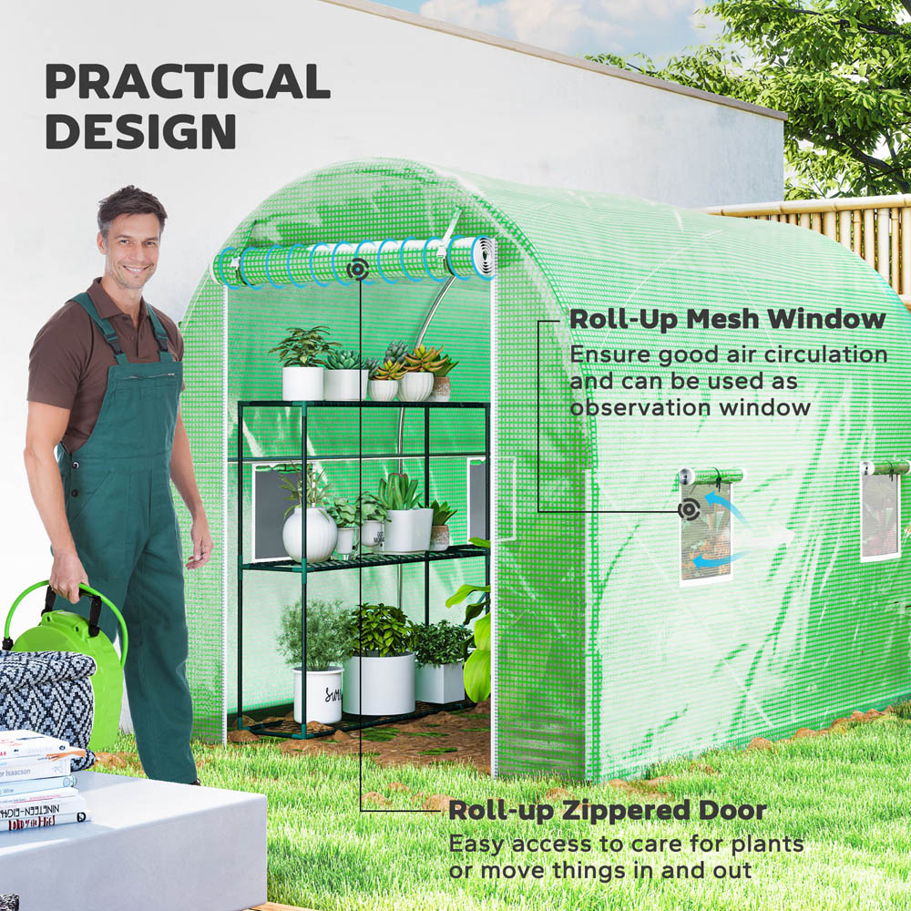 Outsunny 6.3 x 9.8ft Polytunnel Walk-in Grow Plant Steel Greenhouse Image 5